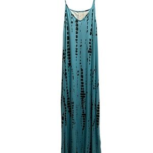 EUC Teal and Black Sleeveless Maxi Dress